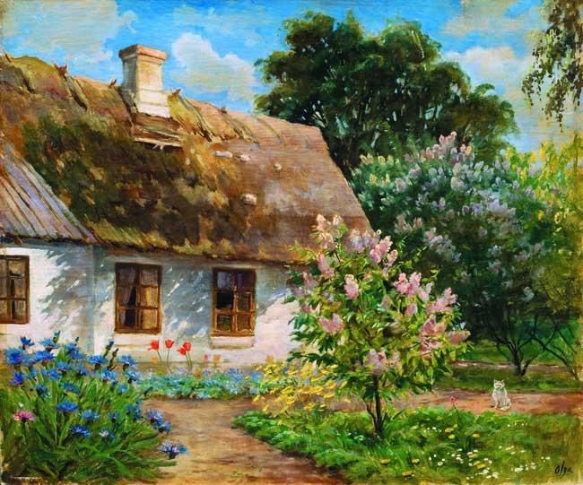 Станичный пейзаж. Картина Ольги Куликовской-Романовой