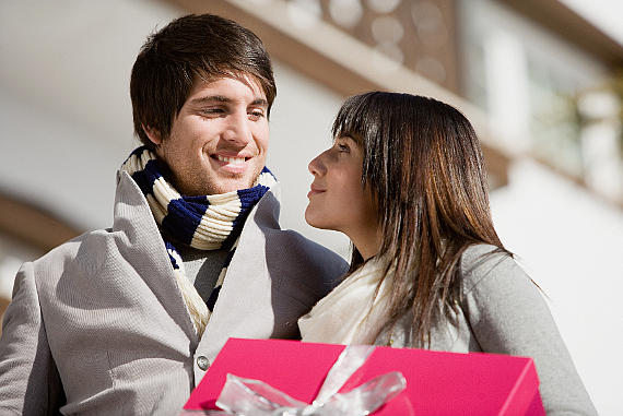 Young couple with a gift