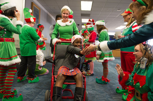 on board a Delta flight to the North Pole during the North Pole Fantasy flight at Hartsfield Jackson International Airport on Saturday December 5, 2015. ©2015 Chris Rank/ Rank Studios