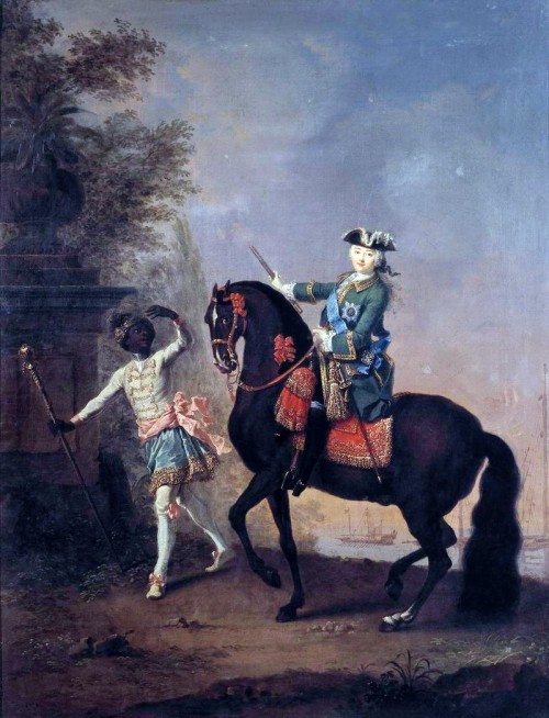 Портрет императрицы Елизаветы Петровны на коне с арапчонком. Георг Христофор Гроот. 1743