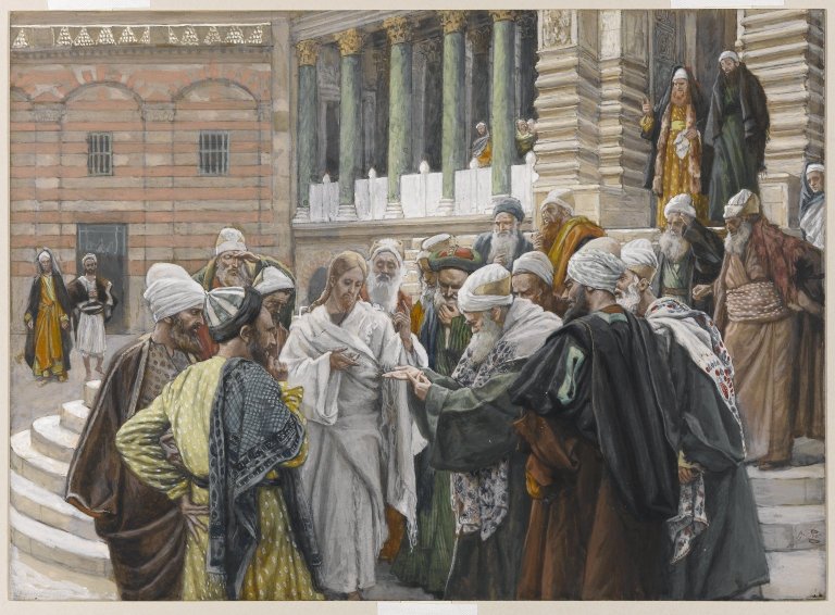 Рисунок Джеймса Тиссо "Кесарю кесарево, а Богу Богово"